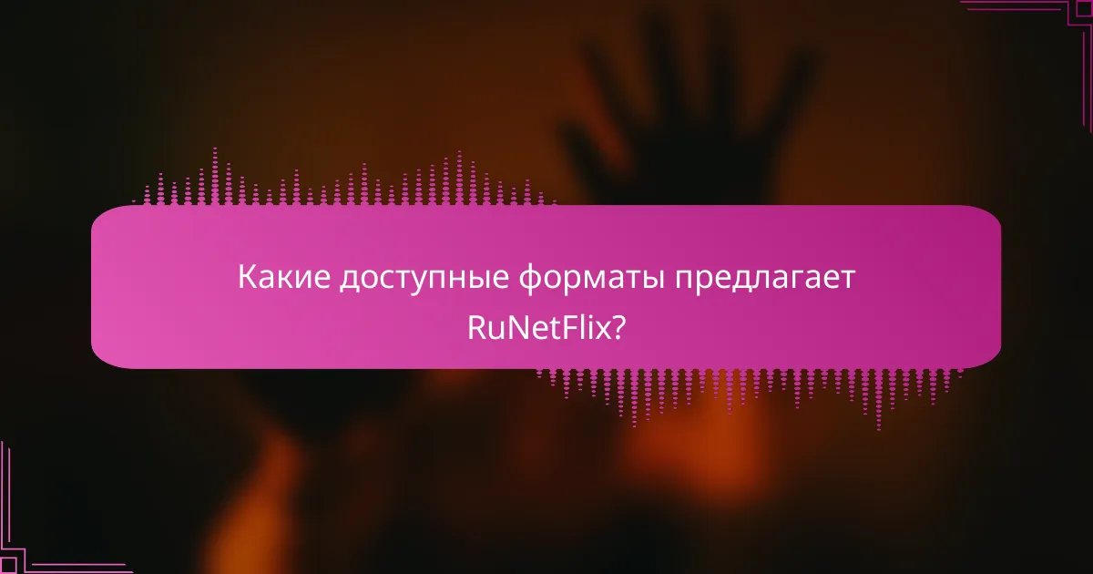 Какие доступные форматы предлагает RuNetFlix?