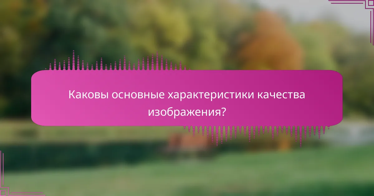 Каковы основные характеристики качества изображения?